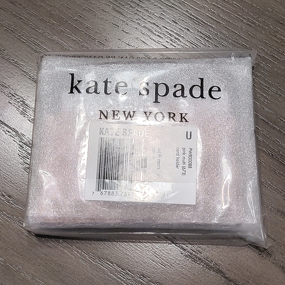 NEW Kate Spade Flower Coated Canvas Cardholder in Pink Multi - Picture 2 of 7